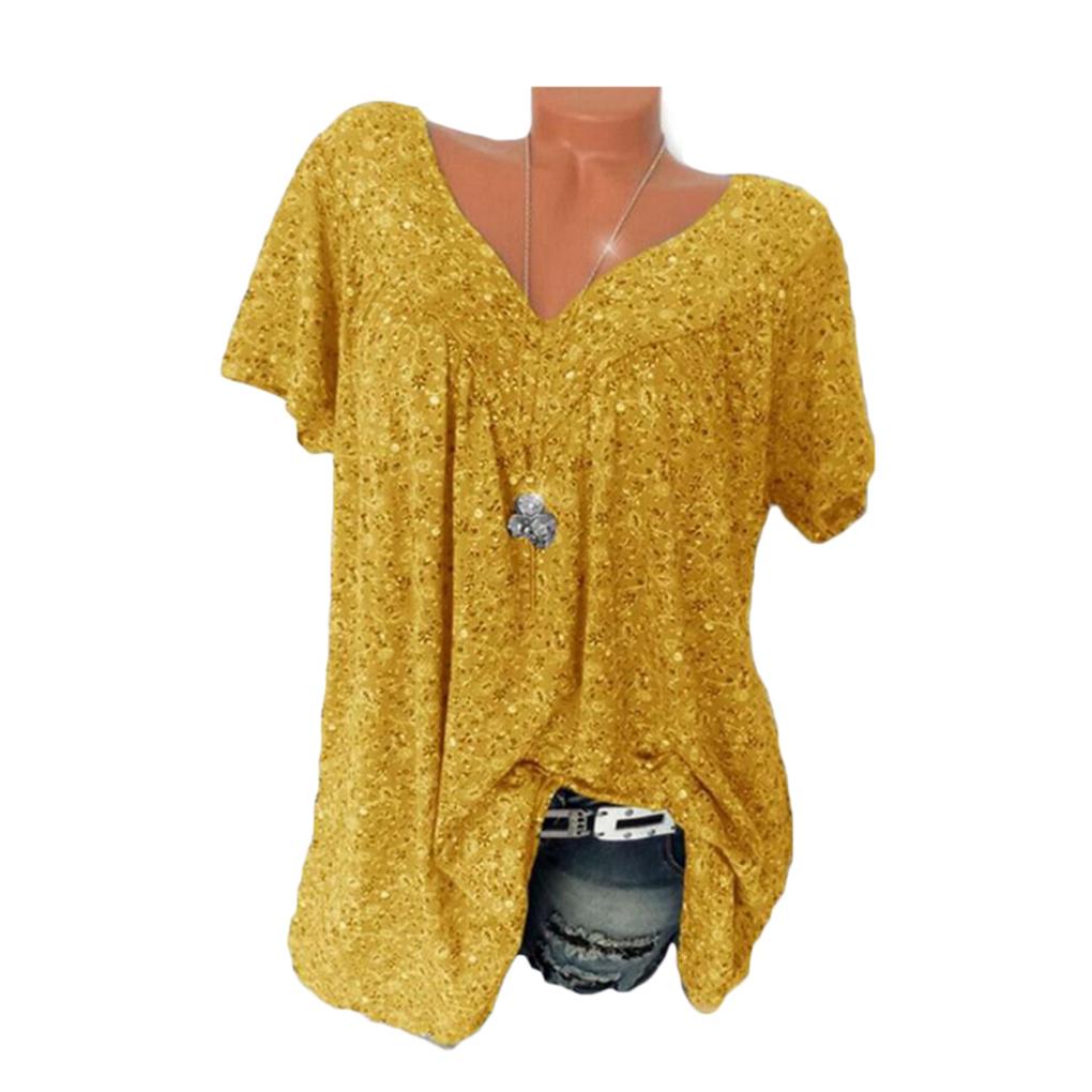 Women T-shirt V Neck Short Sleeve Top Printed Casual Summer T Shirt