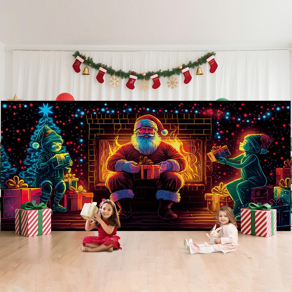 Christmas Fluorescent Door Frame, Door Cover Background, Holiday Party Decoration, Christmas Decoration Hanging Cloth
