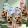 1PC Yorkshire Terrier Dog Head 750ml Color Plastic Sports Water Bottle Leakproof Flip Straw Lid Suitable for Sports Office Home Use