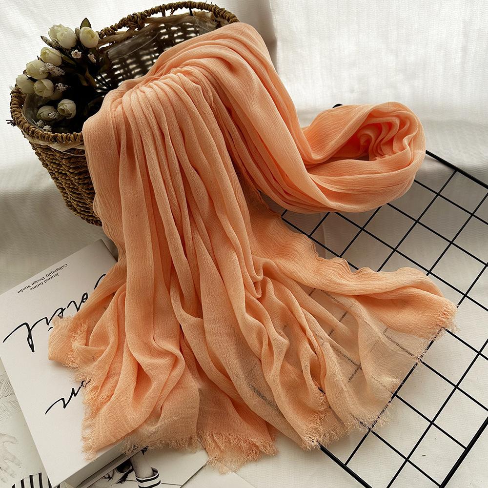 Personalized Hand-painted Cotton Scarf Women's Short Beard Gradual Change Color Travel Shawl Yunnan Dali Blue and White Tie-dyed Silk Scarf