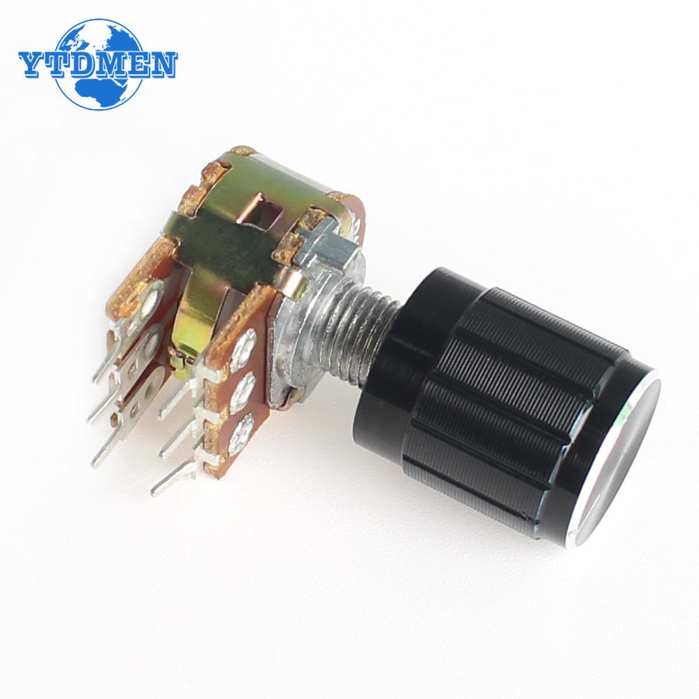 5Set WH148 Potentiometer Kit 15MM Linear Taper Rotary Potentiometers Resistor 6Pin with Knob Cap B1K 2K 10K 20K 50K 100K 500K 1M