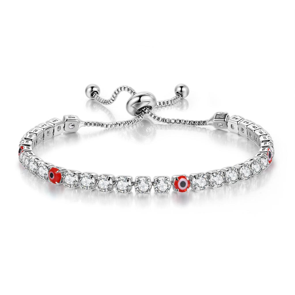Lucky Turkey Evil Eye Bracelet For Women Adjustable Zircon Red Blue Eye Tennis Chain Bangle Good Luck Wealth Jewelry Gifts H162