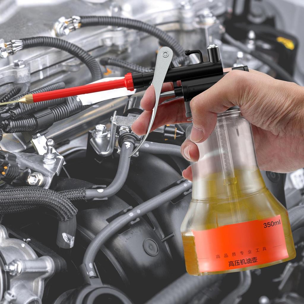 350ml Hand Pump Oiler Metal Oil Can Lubrication Oil Guns Straight Spout High Voltage Oil Pot Bottle Car Repair Tool