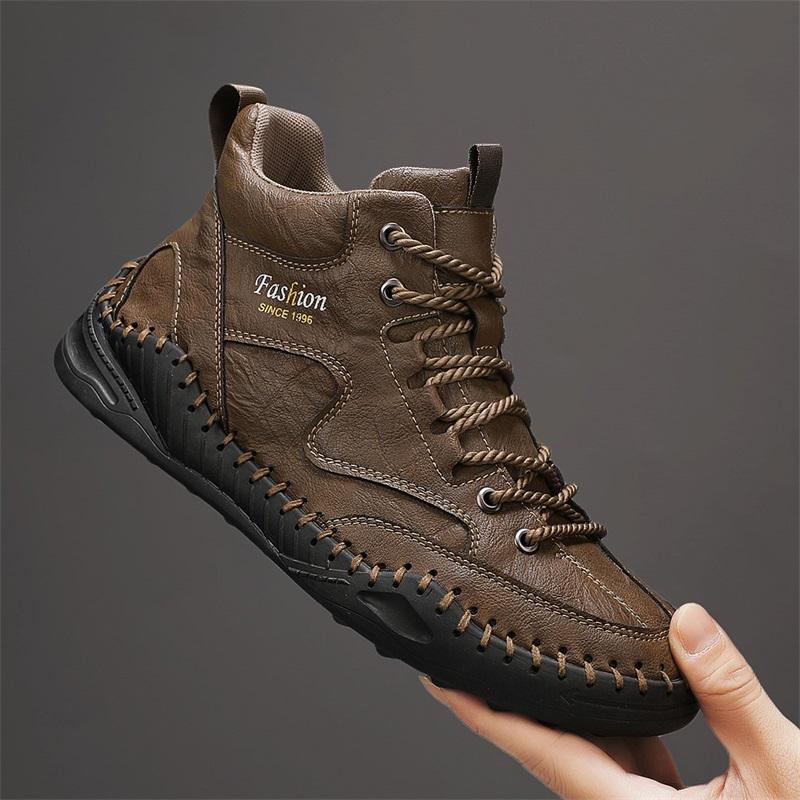 38-47 Übergröße Herrenschuhe Handgenähtes Leder Herrenstiefel Spaltleder Freizeitlederschuhe Herren Stiefeletten