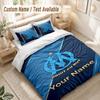 Juego de Ropa de Cama con Nombre Personalizado de 3 PiezasEstampado del Olympique de Marsella FC Funda Nórdica + 2 Fundas de Almohada Decoración Suave para la Cama