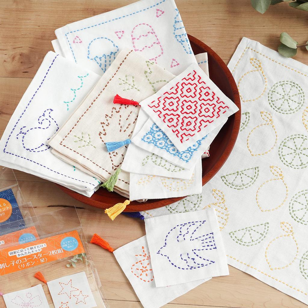 Simply stitch along the Easy kit for sashiko embroidery made in Japan Dala pattern! dishcloths, (10. Horse)
