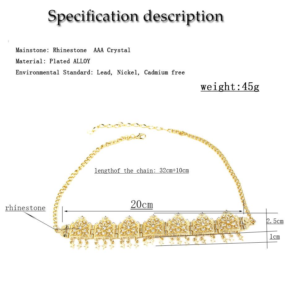 Gold Color Tassels Women Forehead Chain Thin Hairband Arabic Bride Wedding Jewelry