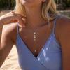 Stainless Steel Gold Color Zircon Flower Long Chain Drop Necklaces for Women Simple Metal Tassel Choker Party Aesthetics Jewelry