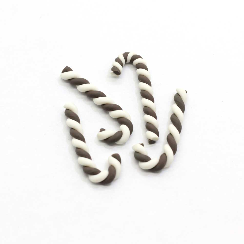 23mm Kawaii Figurine Polymer Clay Christmas Cane Candy for Christmas Party Embellishments,Christmas Decoration Miniatures 23mm length--100pcs чёрный