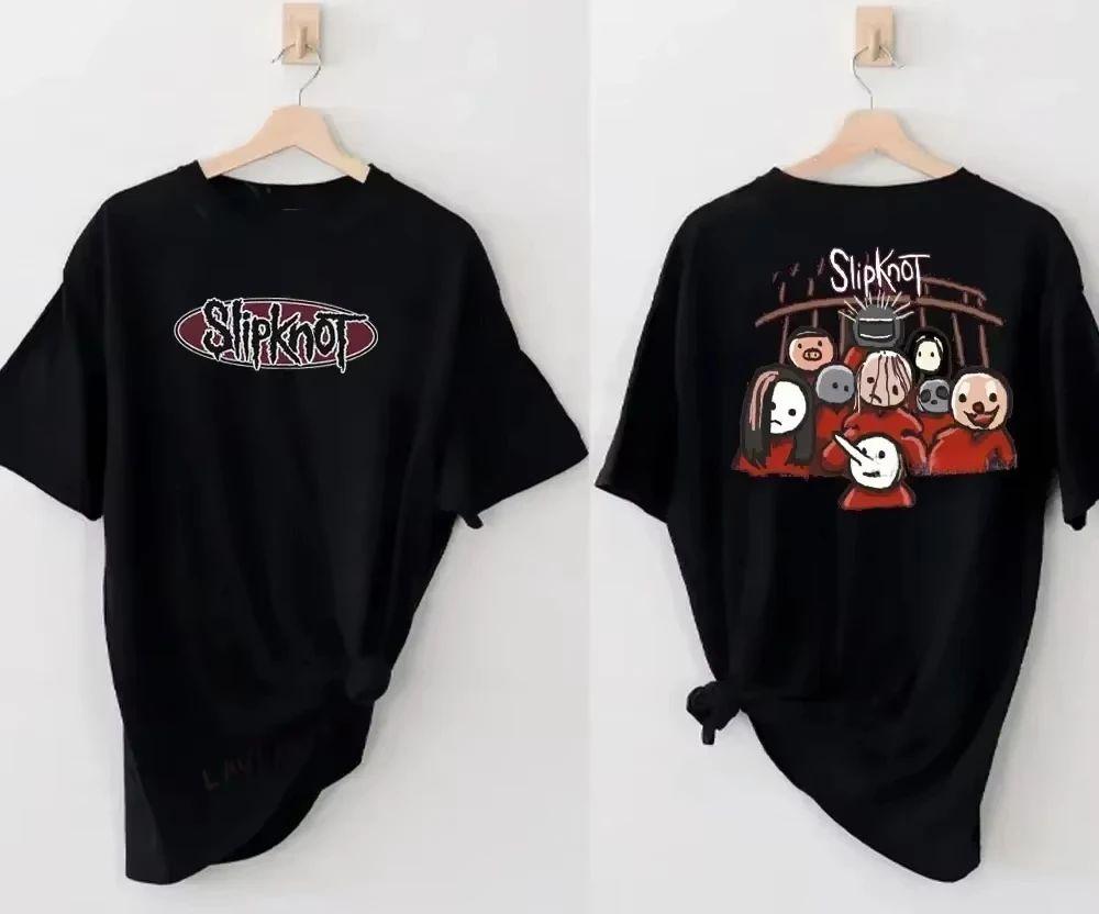 

Женские хип-хоп эстетичные графические футболки Y2k 2025 винтажные Slipknots Prepare For Hell Tour черная футболка хэви-метал рок-группа 4XL