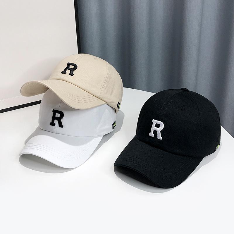 Hat Women's Face Showing Small Baseball Cap Korean Style Trendy Embroidered Letters R Mark Baseball Cap Men