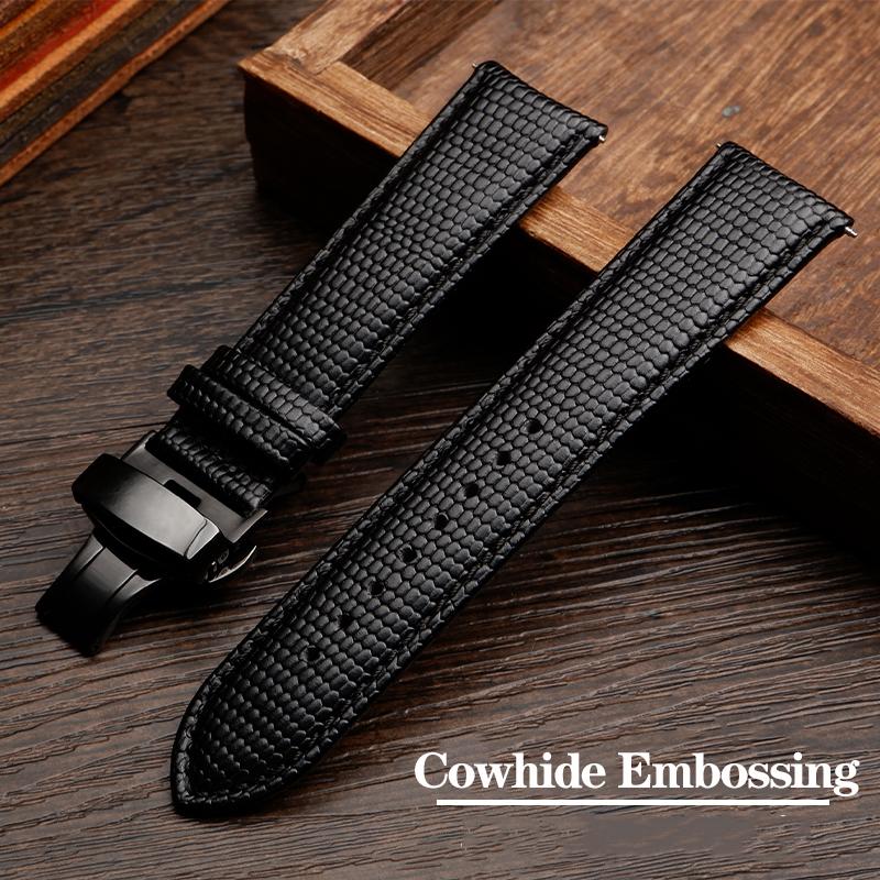 20mm 21mm Kožený remienok na hodinky so zakriveným koncom pre Tissot Seiko Rossini 5793B04B 9633B04B Vzor jašterice Náramok na hodinky