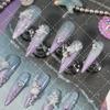 Press-On Nails With 3D Starfish Shell Design Glitter Ocean Theme Acrylic False Women Long Pointed Style