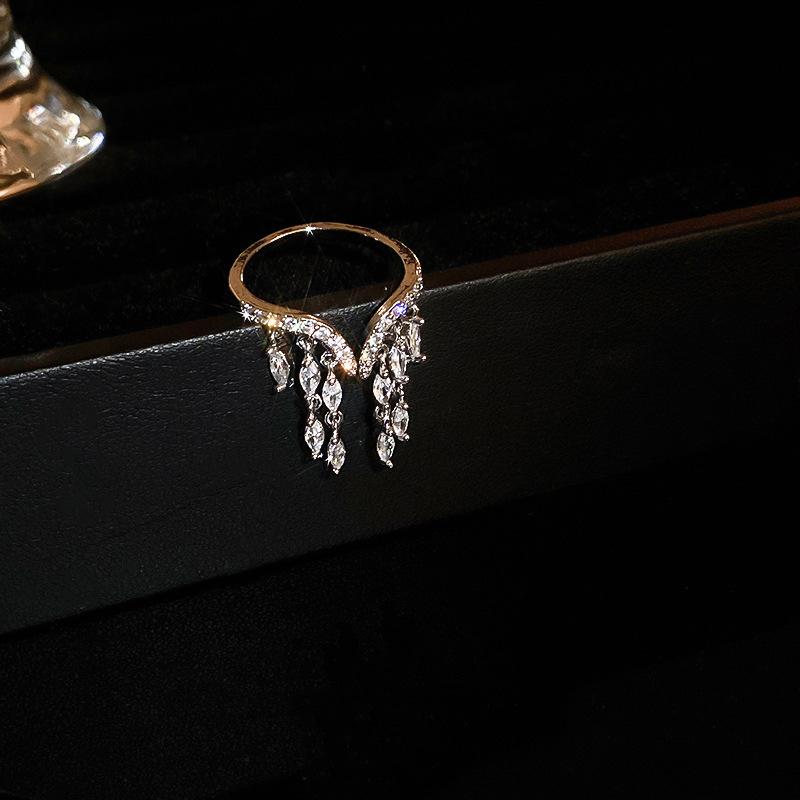 Retro Silver Bow Love Flower Pearl Open Ring Simple Index Finger Ring Versatile Jewelry Women
