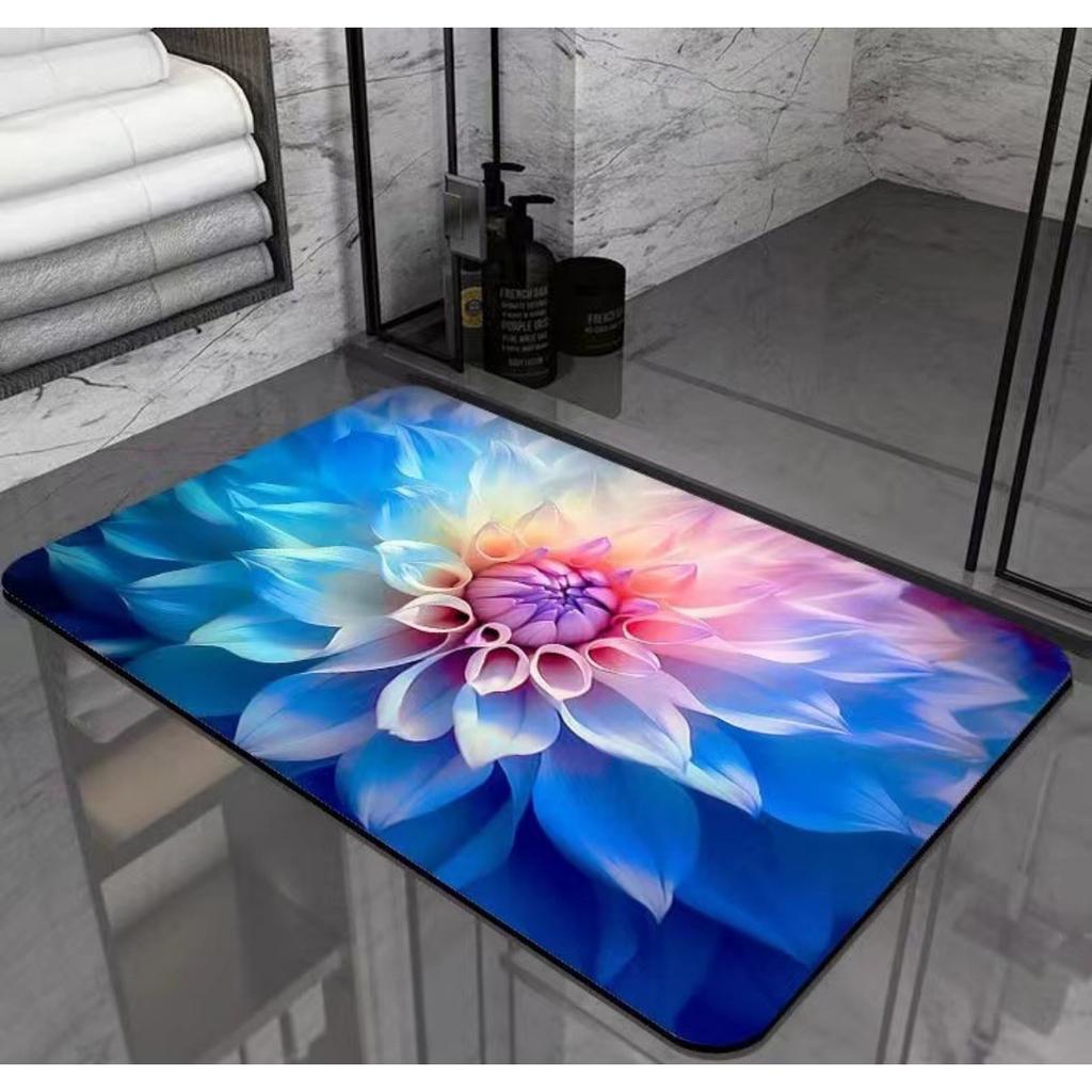 Diatom Printing Bathroom Thickening Mat Bath Non-slip Carpets In Wash Basin Bathtub Side Floor Rug Shower Room Doormat Memory Foam 3D Pad