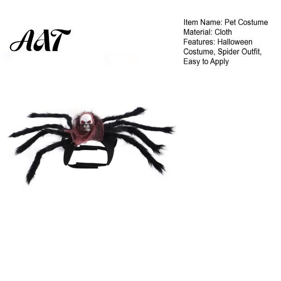 Non Restraining Pet Clothing for Active Pets Spider Costume, Halloween Cat Outfit with Skull Face, Black Cute Transformation Birthday Holiday Apparel