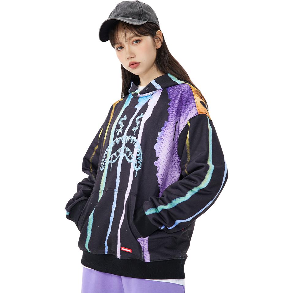 Sprayground Shark Mouth Print Color Block Loose Fit Hoodie Unisex Hoodies W0833320