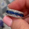 Three-layer Design Rings with Blue White Cubic Zirconia Women Graceful Shiny Accessories for Engagement Bright Jewelry
