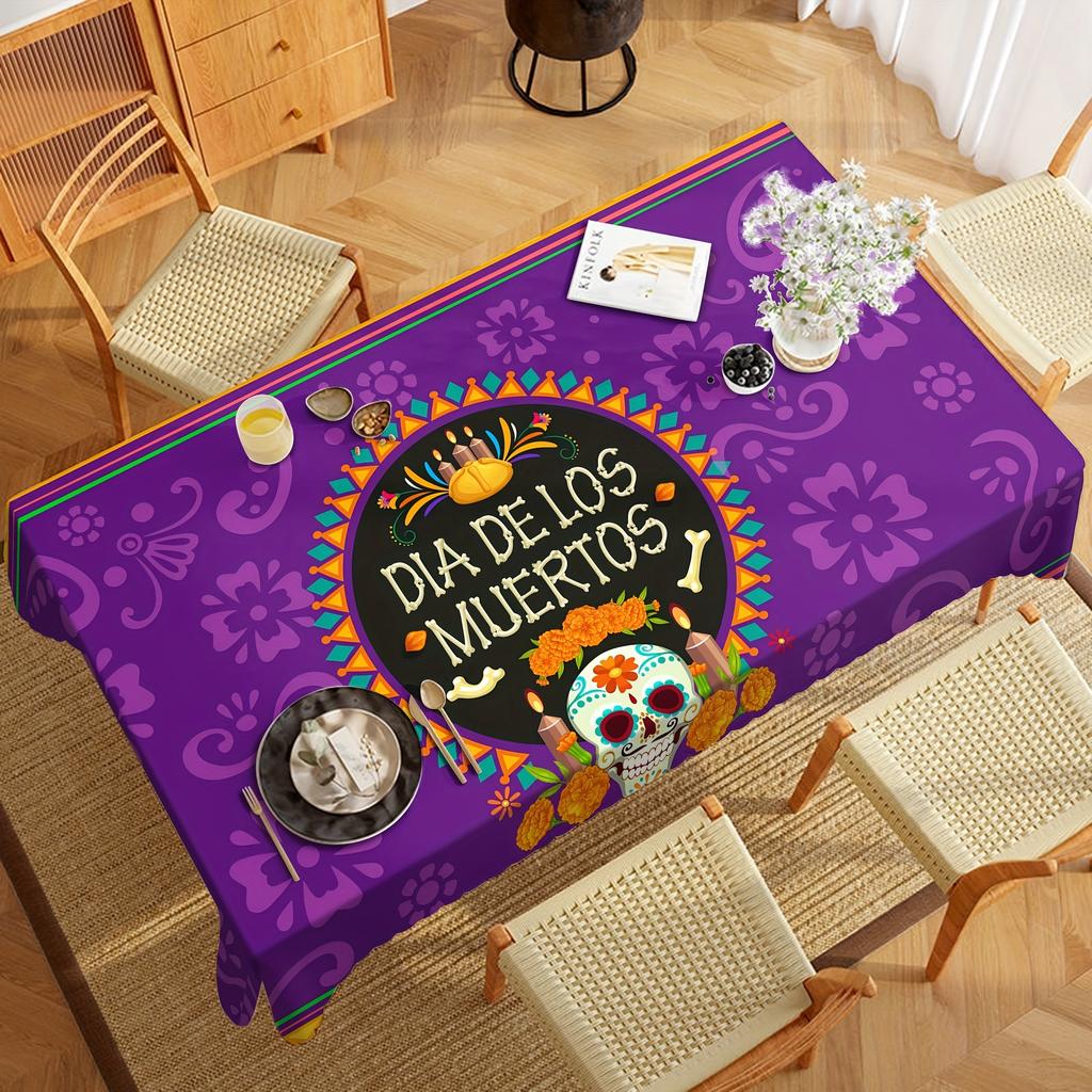 Day of The Dead Rectangle Table Cloth for Table Decor Holiday Party Waterproof Reusable Tablecloth for Tables Kitchen Dining
