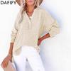 Women's Fashion Casual Spring Autumn Solid Color Print Long Sleeve V-Neck Blouses & Shirts