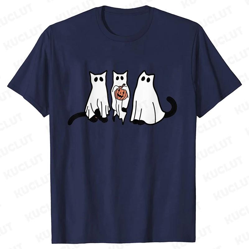 Fashion Halloween Party Tee Shirt Women Clothing Harajuku Designer Cat Pumpkin Halloween Graphic Y2k Tops Short Sleeve Tshirt