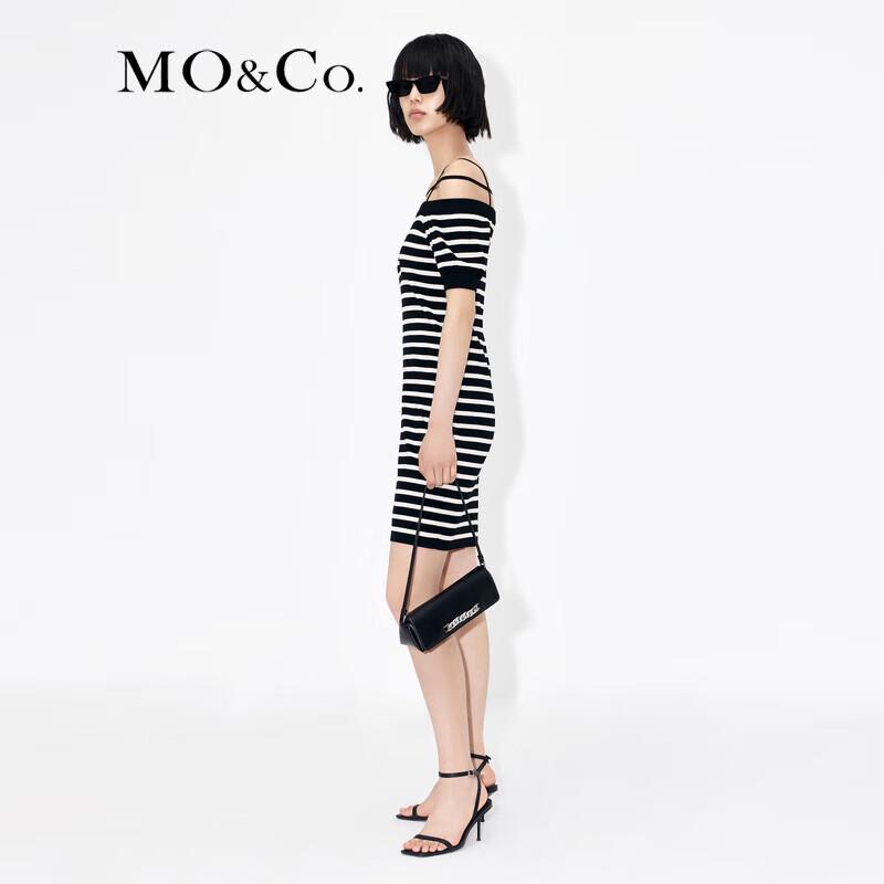 MO&Co. Off-Shoulder Striped A-Line Dress