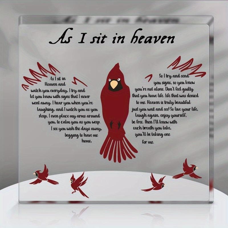 

Red Cardinal Memorial - Crystal Acrylic Heaven Plaque for Lost Loved Ones чистый