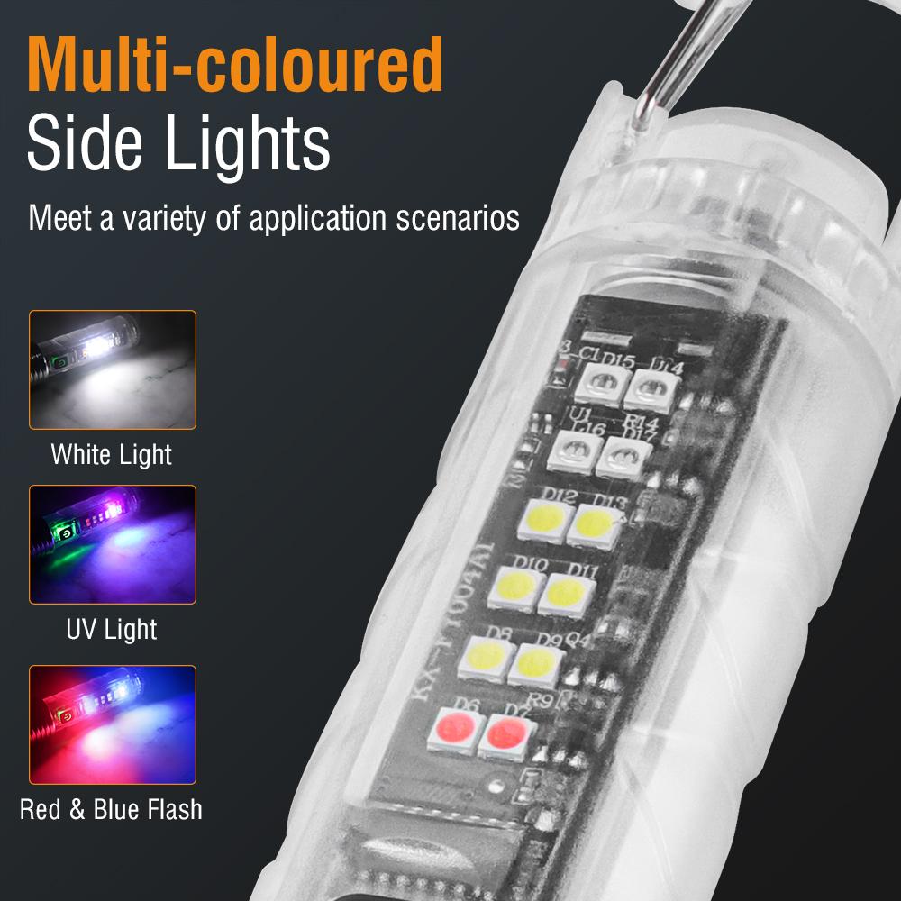 Mini Flashlight Keychain Super Bright Zoom Rechargeable Torch Outdoor Emergency Camping Fishing Work Lights UV Tiki Lamp