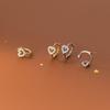 New Cute Sweet Hollow Heart Zircon Hoop Earring For Women Classic Shiny Stud Earrings Fashion Small Trendy Ear Buckle Jewelry