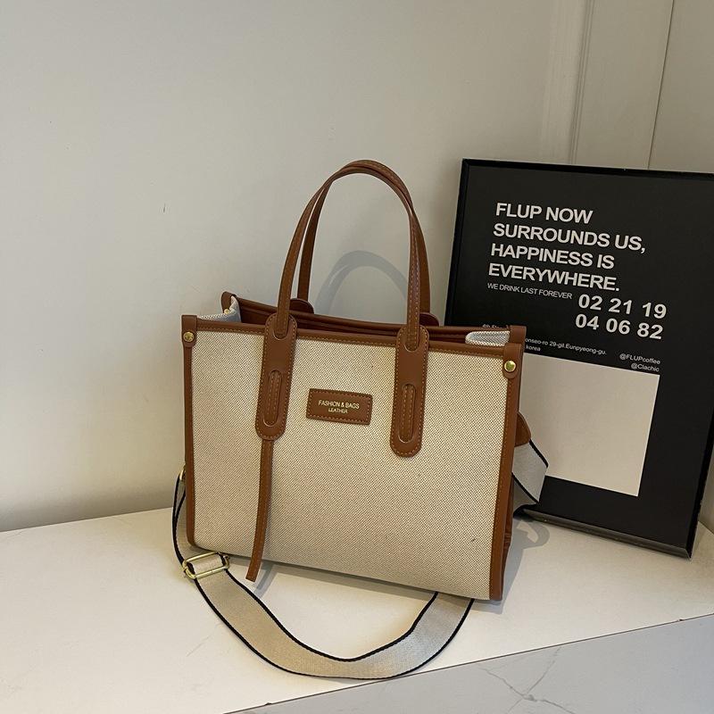 

Холщовая сумка большой вместимости женская 2025 новая модная сумка через плечо, сумка-мессенджер, универсальная портативная сумка-тоут для通勤