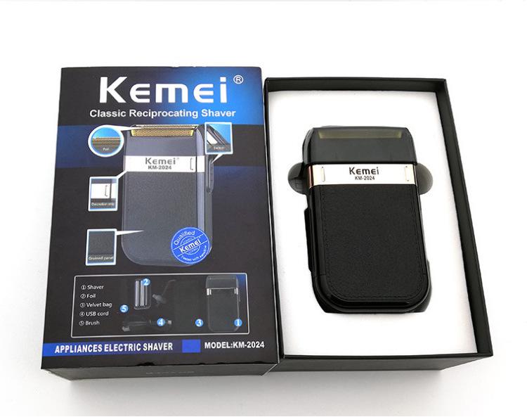 KEMEI KM-2024 USB Rechargeable Double-Mesh Shaver: Gold/Silver, Washable.