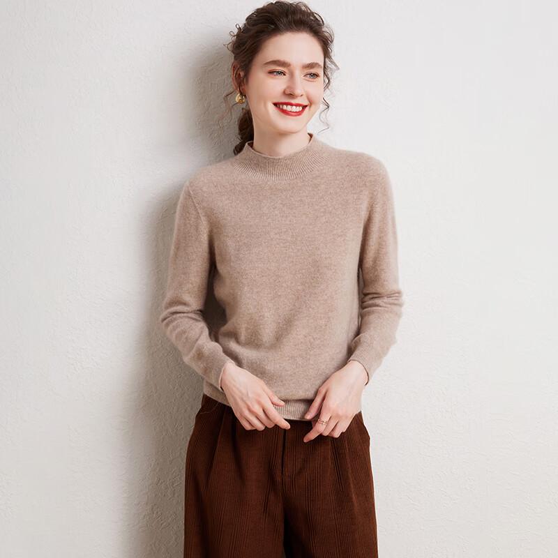 Fanzhen Women's 100% Cashmere Mock Neck Sweater