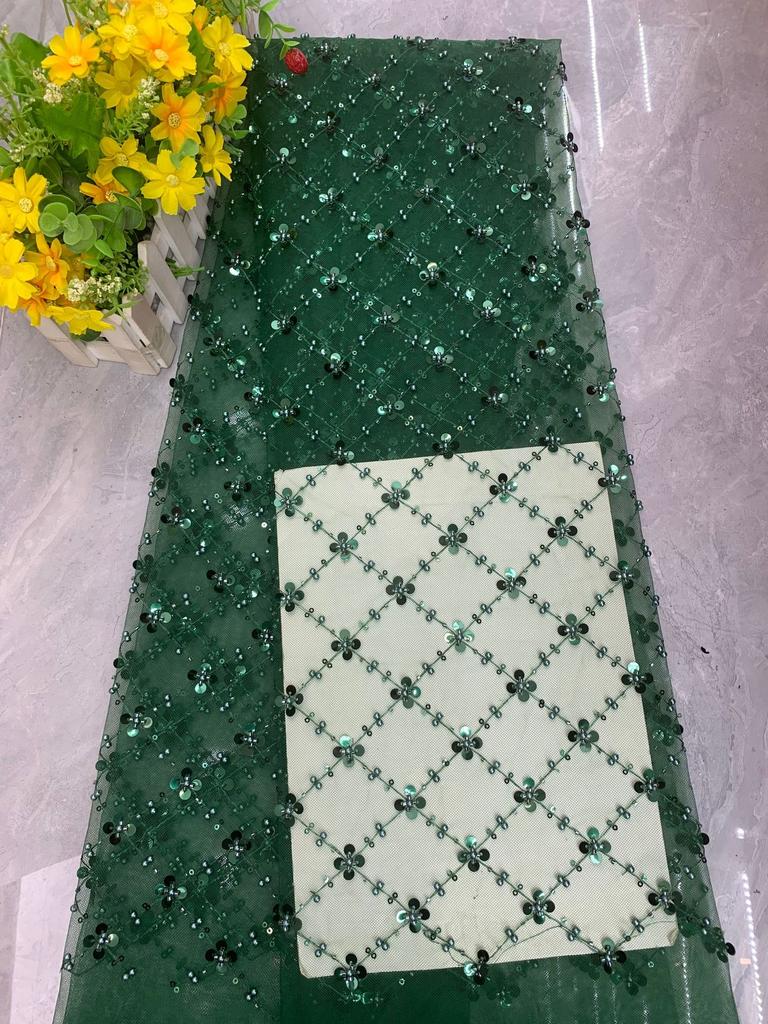 Square Sequins Organza Lace Fabric 1/3/5Yard French Luxury Beads Lace Nigerian Sequins Tulle Lace Fabric for Wedding Party Dress