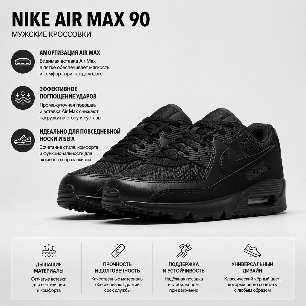 Nike Air Max 90 Triple Black Men Sneakers CN8490-003