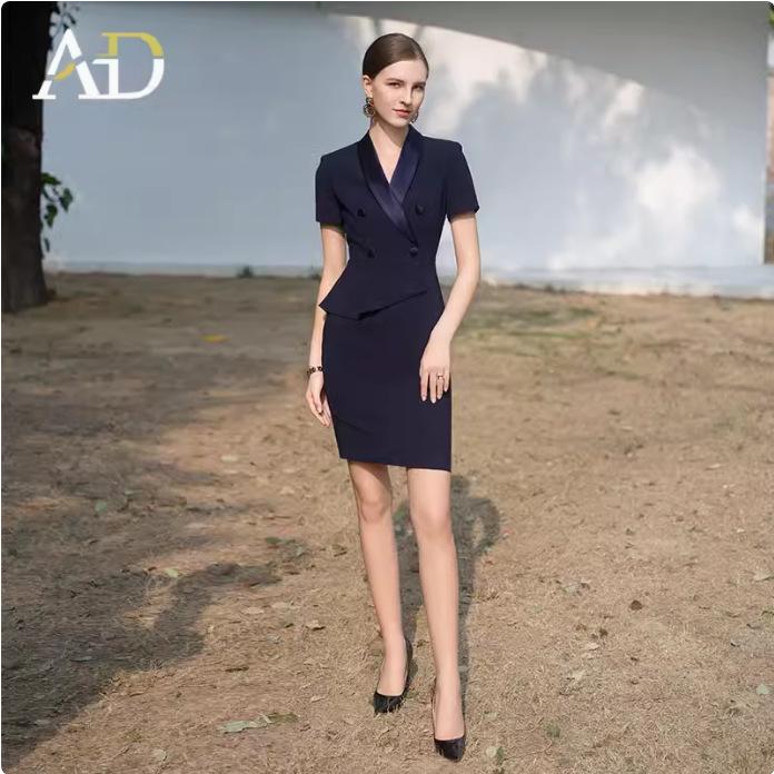 

AD Женская офисная одежда высокого класса: 2024 Новый стиль OL Платье для администратора из двух частей XXL