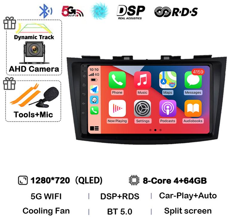 Android 14 Carplay Auto Car Radio For Suzuki Swift 4 2011 2012 2013 2014 2015 2016 Multimedia Video Player Audio GPS Stereo WIFI
