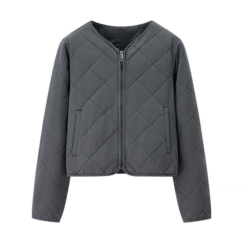Araltay New Arrival Fashion Style Women's Clothing Fashion All-Match Casual Minimalist Long Sleeve Diamond Round Neck Cotton-Padded Coat Outwear