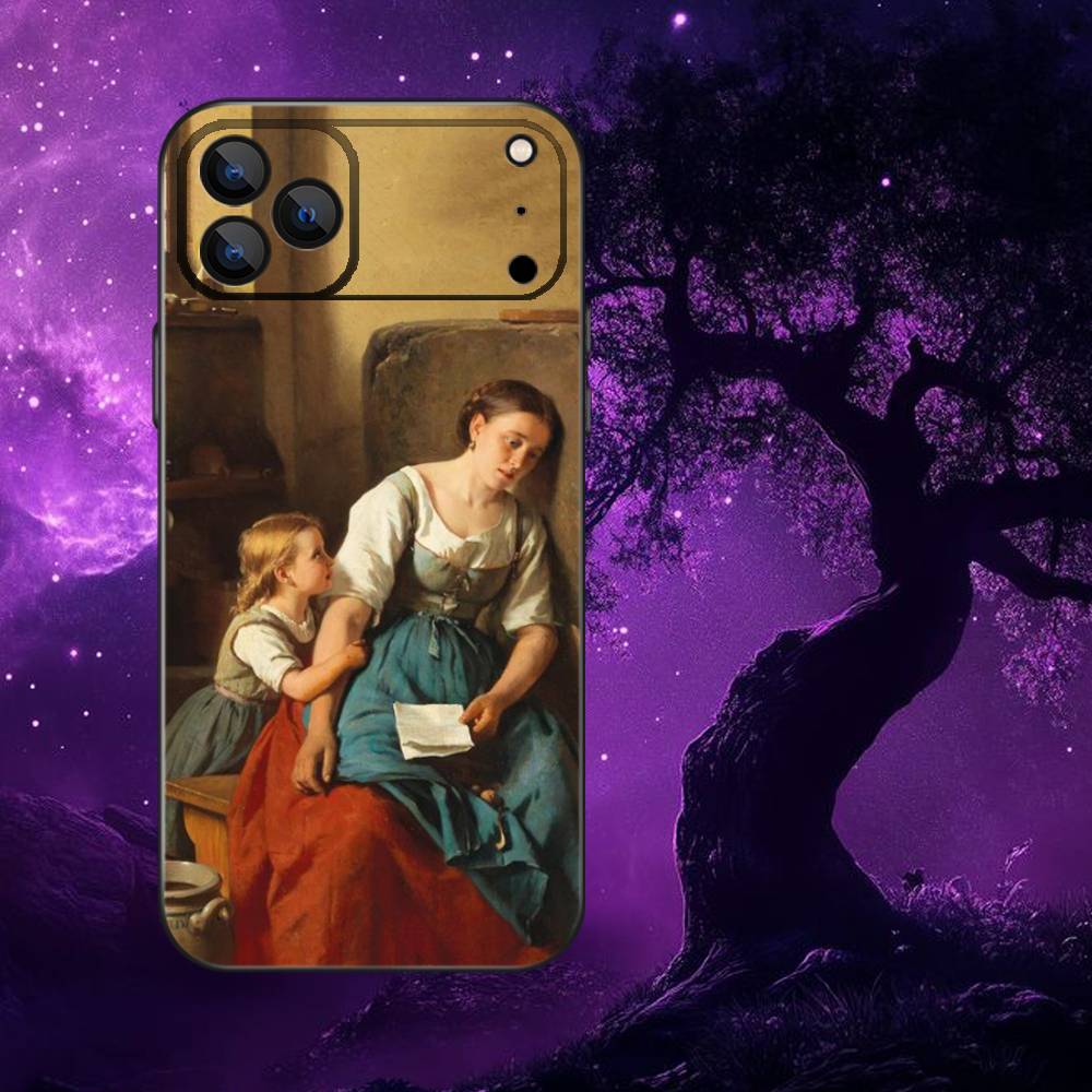 Girl Art V-Vermeer Painting Phone Case For iPhone 17,16,15,14,13,12,11,Pro,Max,Plus,E,SE4,Air,Mini Black Soft Funda
