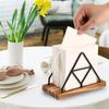 Wooden Base Napkin Paper Holder Iron Tissue Storage Rack Standing Napkin Dispenser  Living Room