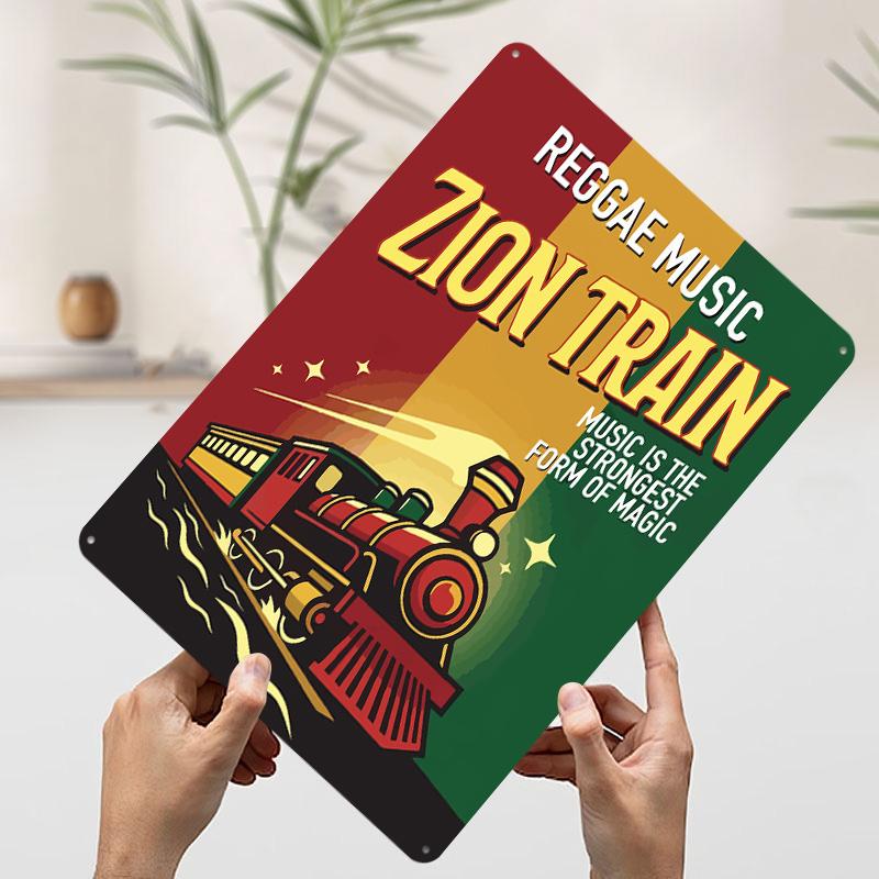 

Reggae Music Zion Train Tin Plaque Poster Customized Wall Art Retro Vintage Metal Signs for Man Cave Bedroom Decoration Room 7.9x11.8In(20x30cm)