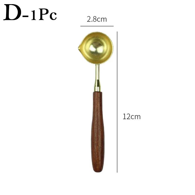 Siegelwachslöffel Hitzebeständiger Holzgriff Retro Wachsstempel-Löffel Feuermalfarbe Schmelzen Brennstempel Briefumschläge Karte Metallwerkzeug