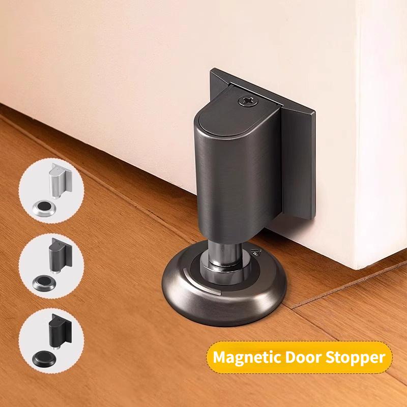 Magnetic Door Stopper Stainless Steel Heavy Duty Door Stop Black Nail-free Door Suction Door Holder Door Hardware