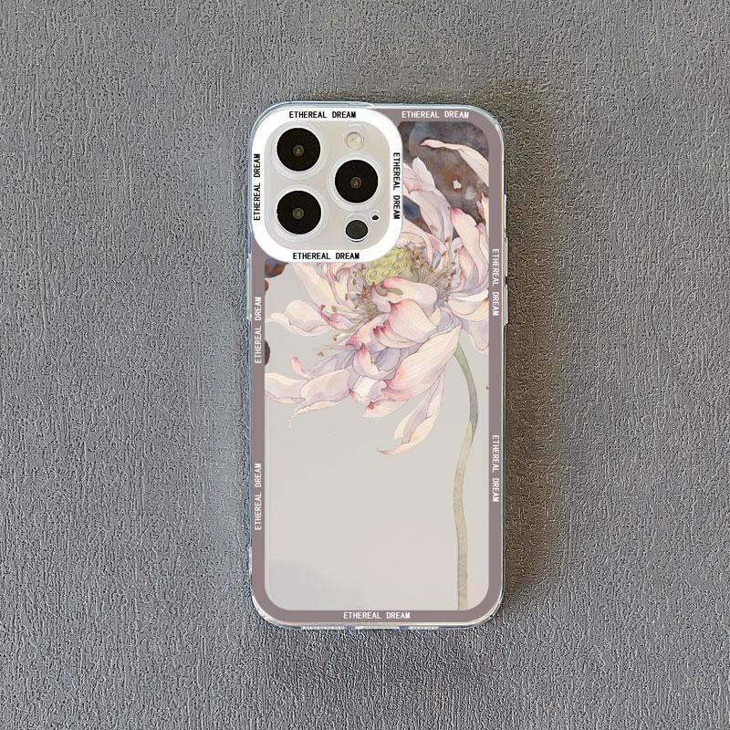 Vintage Flower Clear Phone Case For iPhone 12 11 13 Pro Max 15 14 Pro Max 7 8 14 15 Plus SE2 X XR XS Butterfly Plant Back Covers