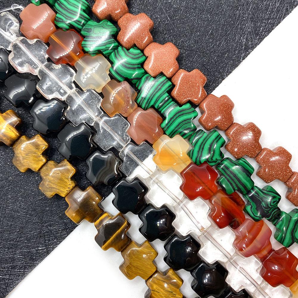 

Натуральный камень Крестообразное ожерелье Бусины 12x12mm Малахит Тигровый глаз Свободные бусины Ювелирные изделия Изготовление DIY Браслет Ожерелье Аксессуары