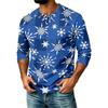Men's Casual Shirt with Raglan Three-Quarter Length Sleeves Christmas Print Pullover