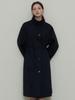 Le Studio Check Color Block Trench Long Coat_Navy