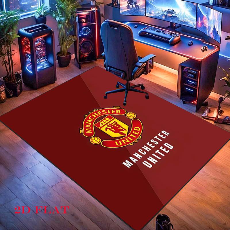 Tappeto Man Utd per Soggiorno Camera da Letto Casa Decorazione Divano, Tappetino Antiscivolo per Giochi Bambini