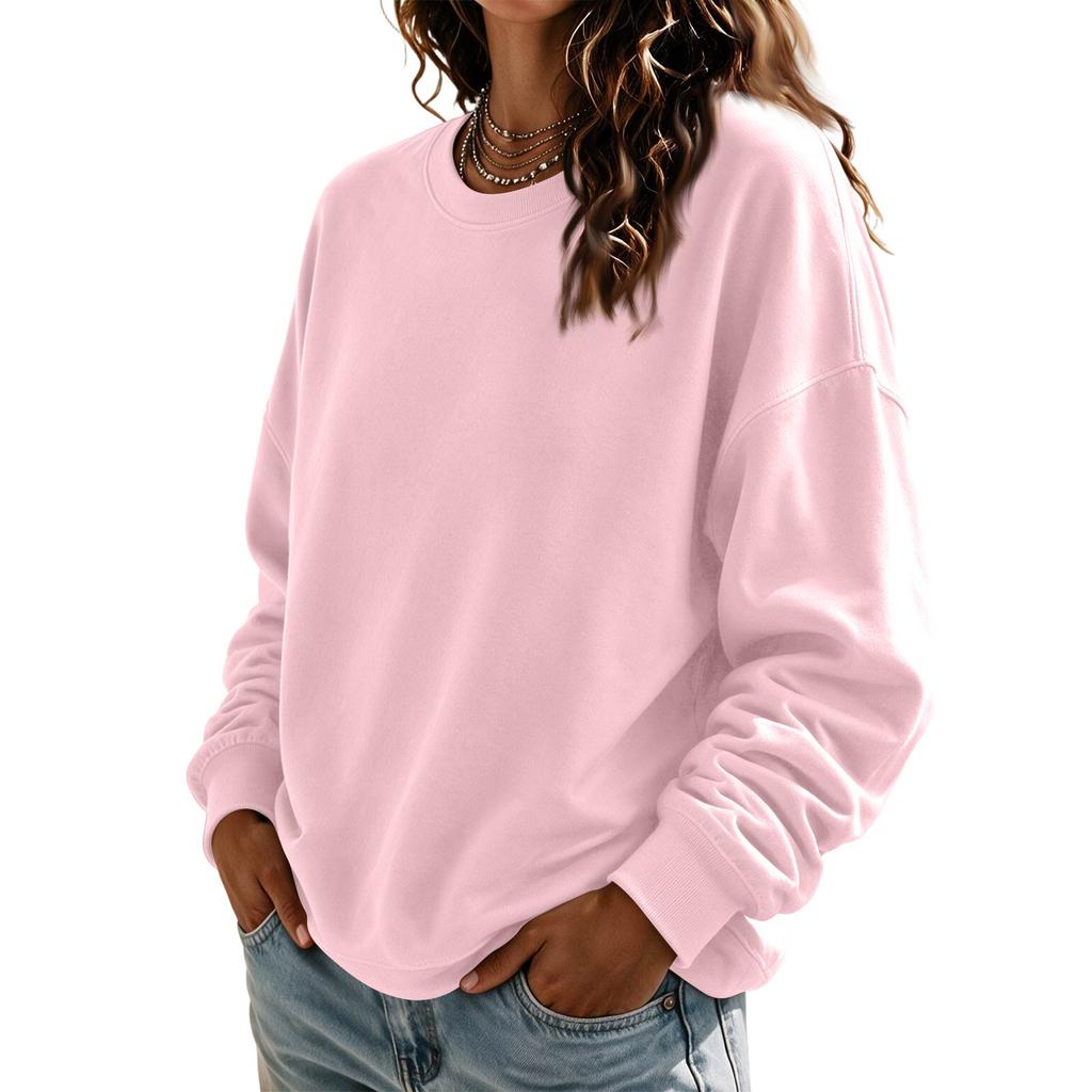 Women's Crewneck Sweatshirt Long Sleeve Color Casual Top for Everyday Wear