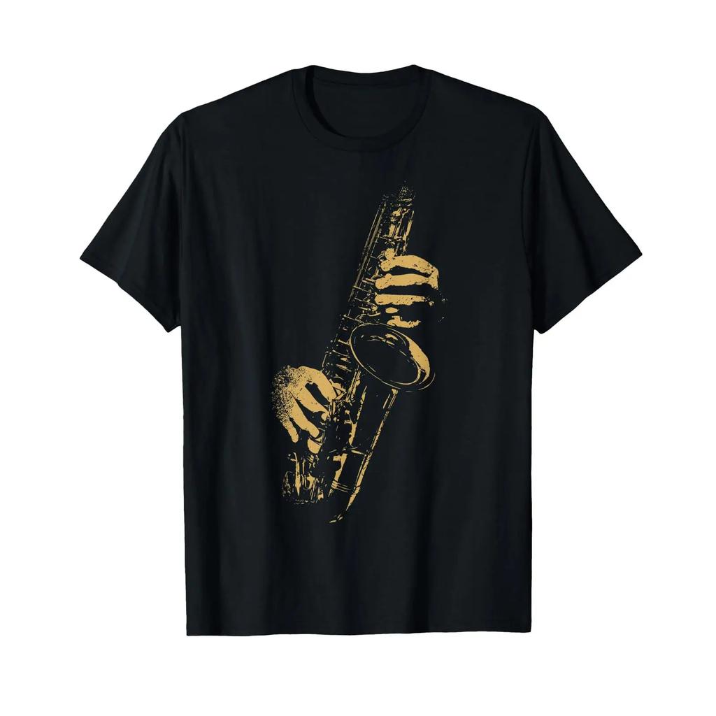 Saxophone For Saxophonists Musicians T Shirt Vintage Versatile Top For Everyday Wear Stretched Breathable Slightly Soft
