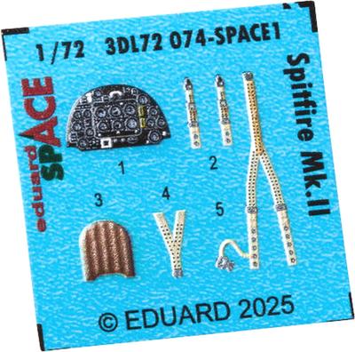 Eduard 1/72 Scale Space Spitfire Mk.II Interior 3D Decal with Etching Parts Set (for IBG) Plastic Model Decal EDU3DL72074 (Airplane)